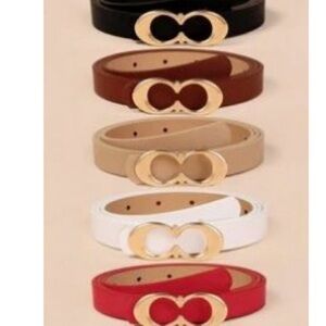 Colorful Leather Belts with Heart Buckles.